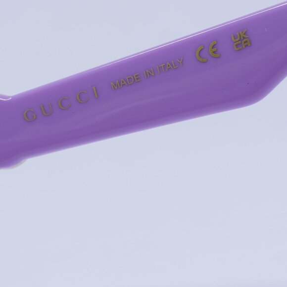 🕶️ New Gucci GG1542S 002 Sunglasses - Lilac Frame, Clear/Blue Lenses - Picture 8 of 12